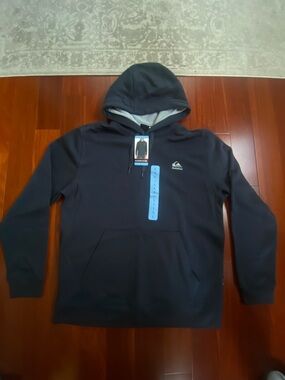 Quiksilver Black Pullover Hoodie with Drawstring